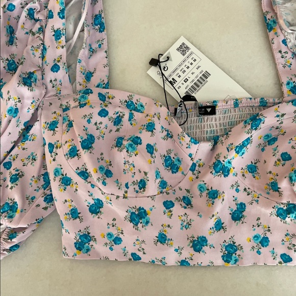 Zara Floral Corset Crop Top new with tags - Picture 4 of 7
